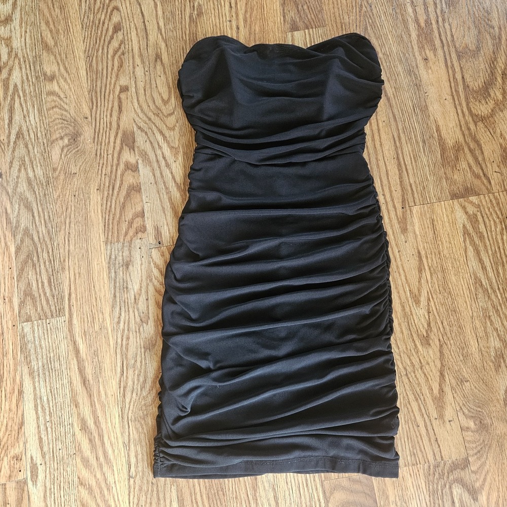 Hello Molly Little Black Dress Mini Bodycon Sweetheart Neck US 4 Small Ruched